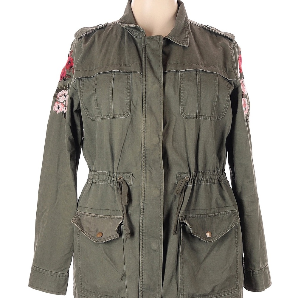 A New Day. Olive Green Embroidered Women's Utility Jacket